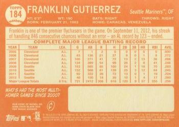 2013 Topps Heritage #184 Franklin Gutierrez Back