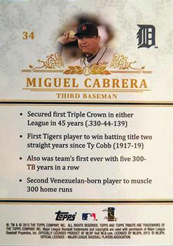 2013 Topps Tribute #34 Miguel Cabrera Back