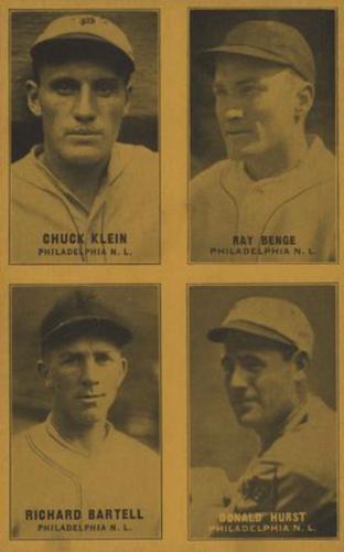 1933 Exhibits Four-in-One W463-3 #NNO Chuck Klein / Ray Benge / Richard Bartell / Donald Hurst Front
