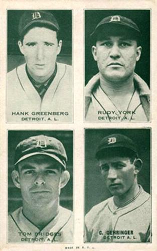 1938 Exhibits Four-in-One W463-8 #NNO Hank Greenberg / Rudy York / Tom Bridges / Charlie Gehringer Front