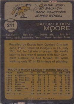 1973 Topps #211 Balor Moore Back