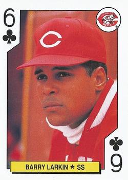 1991 U.S. Playing Card Co. Major League All-Stars Playing Cards #6♣ Barry Larkin Front