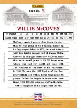 2012 Panini Cooperstown - Credentials #2 Willie McCovey Back