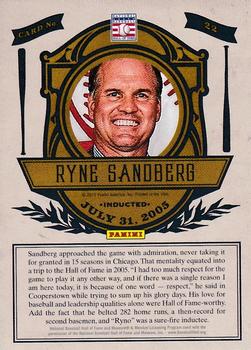 2012 Panini Cooperstown - Induction #22 Ryne Sandberg Back