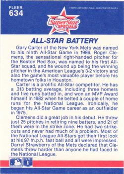 1987 Fleer - Glossy #634 All-Star Battery (Gary Carter / Roger Clemens) Back