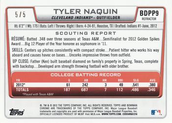 2012 Bowman Draft Picks & Prospects - Chrome Draft Picks Red Refractors #BDPP9 Tyler Naquin Back