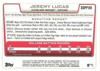 2012 Bowman Draft Picks & Prospects - Draft Picks #BDPP159 Jeremy Lucas Back