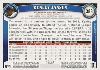 2011 Topps - Black Border #388 Kenley Jansen Back