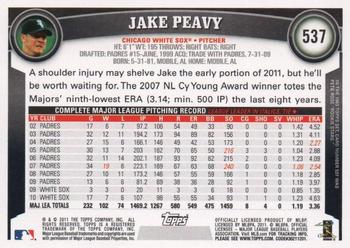 2011 Topps - Black Border #537 Jake Peavy Back
