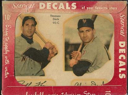 1952 Star-Cal Small Decals #90-C Bobby Thomson / Alvin Dark Front