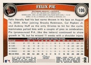 2011 Topps - Diamond Anniversary Limited Edition #106 Felix Pie Back