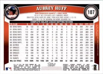 2011 Topps - Diamond Anniversary Limited Edition #107 Aubrey Huff Back
