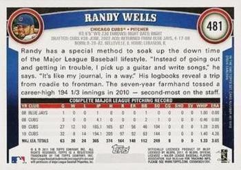 2011 Topps - Diamond Anniversary Limited Edition #481 Randy Wells Back