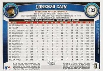2011 Topps - Diamond Anniversary Limited Edition #533 Lorenzo Cain Back