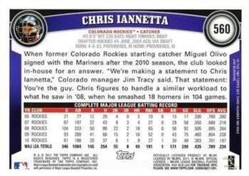 2011 Topps - Diamond Anniversary Limited Edition #560 Chris Iannetta Back