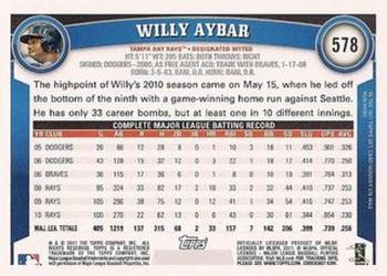 2011 Topps - Diamond Anniversary Limited Edition #578 Willy Aybar Back