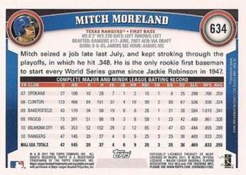 2011 Topps - Diamond Anniversary Limited Edition #634 Mitch Moreland Back