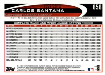 2012 Topps - Gold #656 Carlos Santana Back