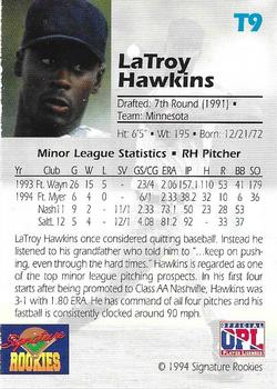 1994 Signature Rookies Draft Picks - Top Prospects #T9 LaTroy Hawkins Back