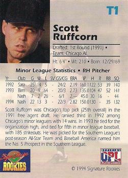 1994 Signature Rookies Draft Picks - Top Prospects #T1 Scott Ruffcorn Back