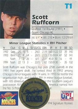 1994 Signature Rookies Draft Picks - Top Prospects Signatures #T1 Scott Ruffcorn Back