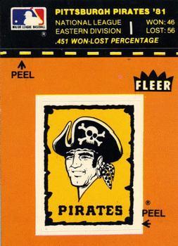 1982 Fleer - Team Stickers #NNO Pittsburgh Pirates Logo (Orange) Front