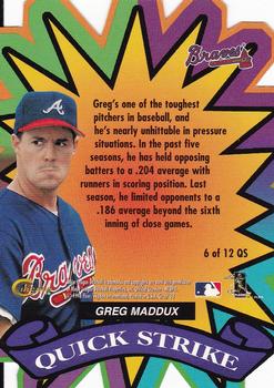 1998 Circa Thunder - Quick Strike #6QS Greg Maddux Back