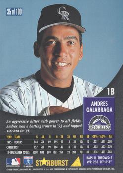 1996 Pinnacle - Starburst #35 Andres Galarraga Back