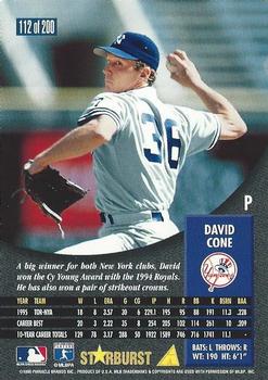 1996 Pinnacle - Starburst #112 David Cone Back