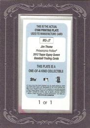 2012 Topps Gypsy Queen - Moonshots Mini Printing Plates Cyan #MS-JT Jim Thome Back