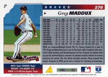 1996 Score #276 Greg Maddux Back