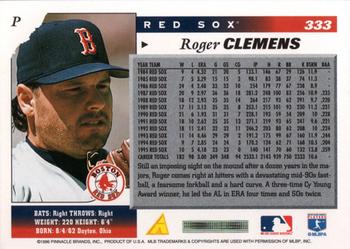 1996 Score #333 Roger Clemens Back