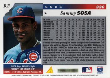 1996 Score #336 Sammy Sosa Back