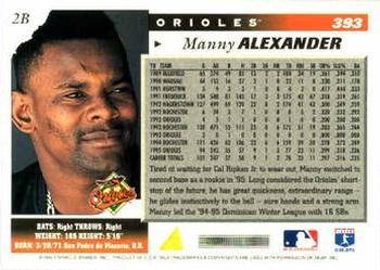 1996 Score #393 Manny Alexander Back
