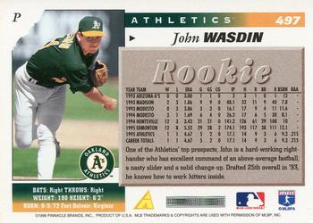 1996 Score #497 John Wasdin Back