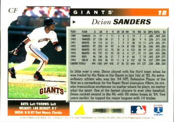 1996 Score #18 Deion Sanders Back