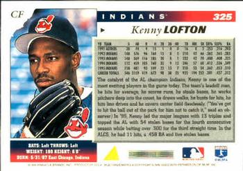 1996 Score #325 Kenny Lofton Back