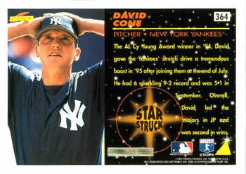 1996 Score #364 David Cone Back