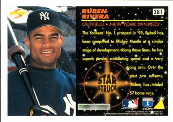 1996 Score #381 Ruben Rivera Back