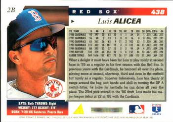 1996 Score #438 Luis Alicea Back