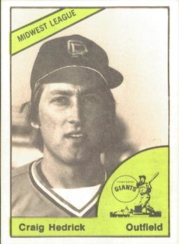 1978 TCMA Cedar Rapids Giants #10 Craig Hedrick Front