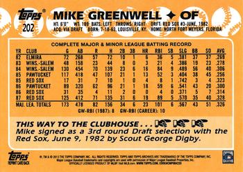 2013 Topps Archives #202 Mike Greenwell Back