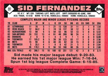 2013 Topps Archives #237 Sid Fernandez Back