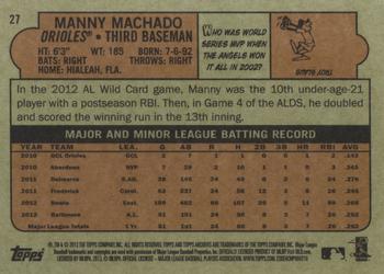 2013 Topps Archives #27 Manny Machado Back