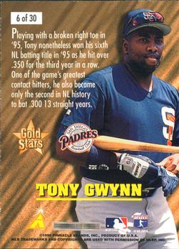 1996 Score - Gold Stars #6 Tony Gwynn Back