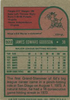 1975 Topps #322 Ed Goodson Back