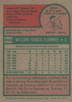 1975 Topps #656 Bill Plummer Back