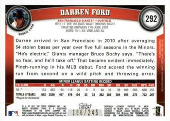 2011 Topps - Red Border #292 Darren Ford Back