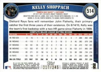 2011 Topps - Red Border #514 Kelly Shoppach Back