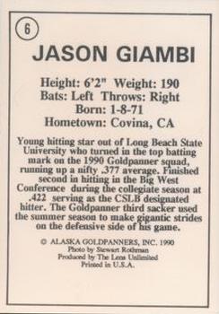 1990 Alaska Goldpanners #6 Jason Giambi Back